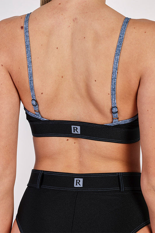 חזיית ביקיני Jeans Stitching בצבע שחור
