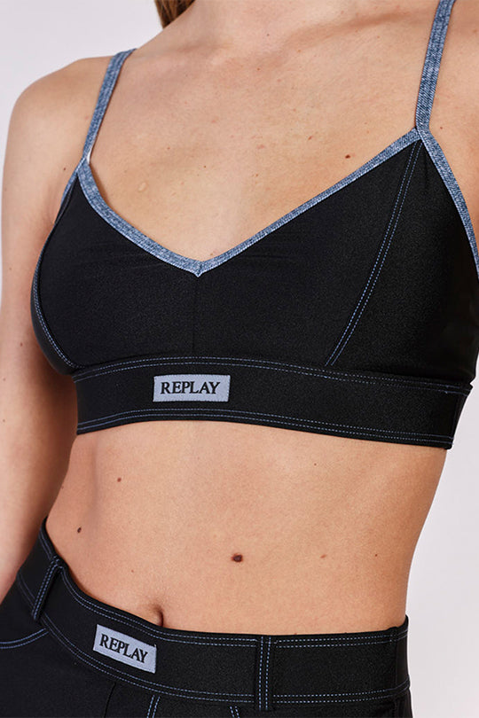 חזיית ביקיני Jeans Stitching בצבע שחור