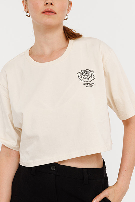 חולצת קרופ 24275843 בצבע קרם