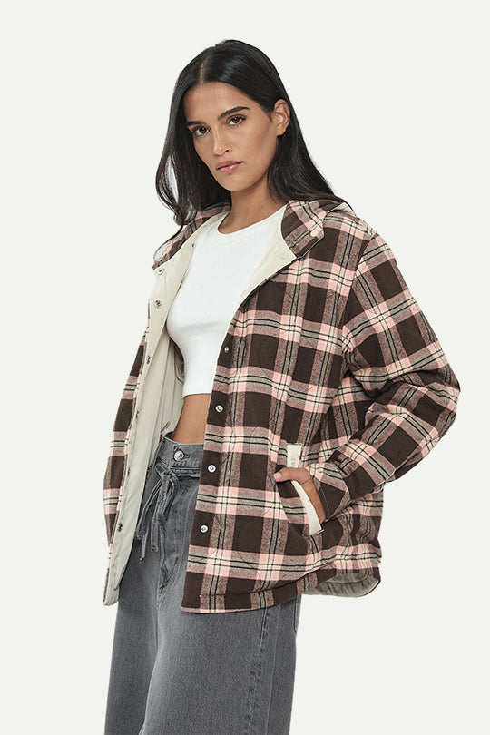 מעיל פלנל דו־צדדי בצבע קרם