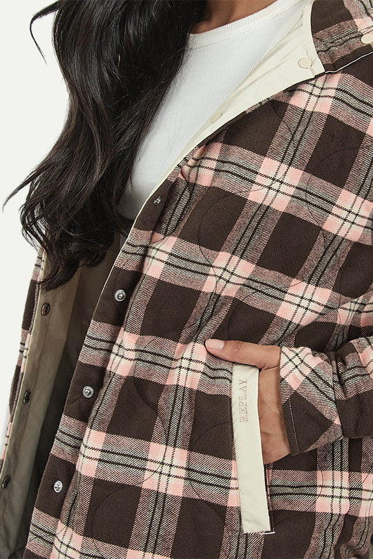 מעיל פלנל דו־צדדי בצבע קרם