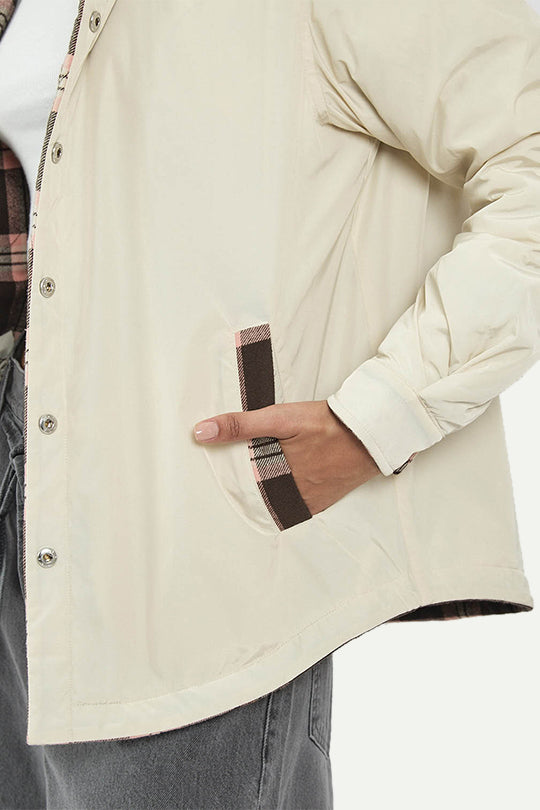 מעיל פלנל דו־צדדי בצבע קרם