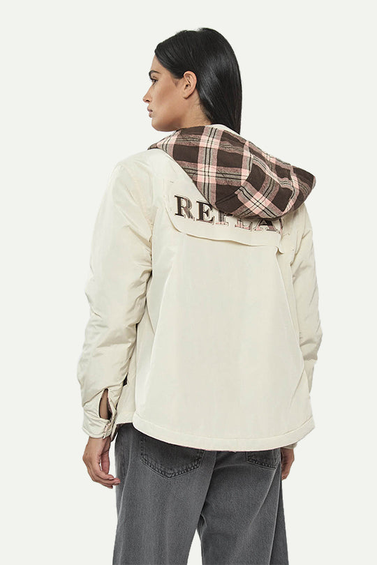 מעיל פלנל דו־צדדי בצבע קרם