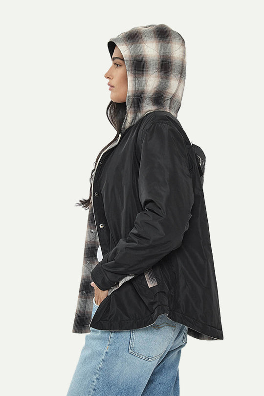 מעיל פלנל דו־צדדי בצבע שחור