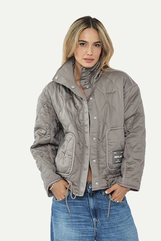 מעיל קווילט בצבע אפור