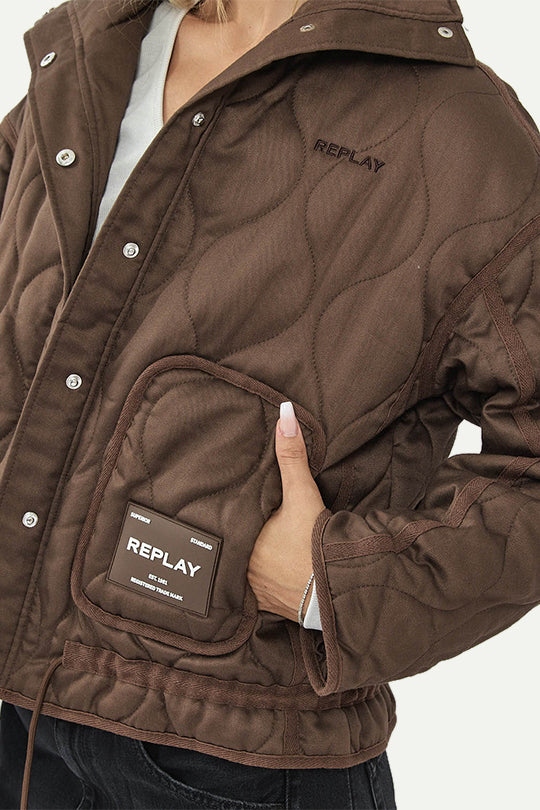 מעיל קווילט בצבע חום