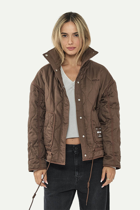 מעיל קווילט בצבע חום