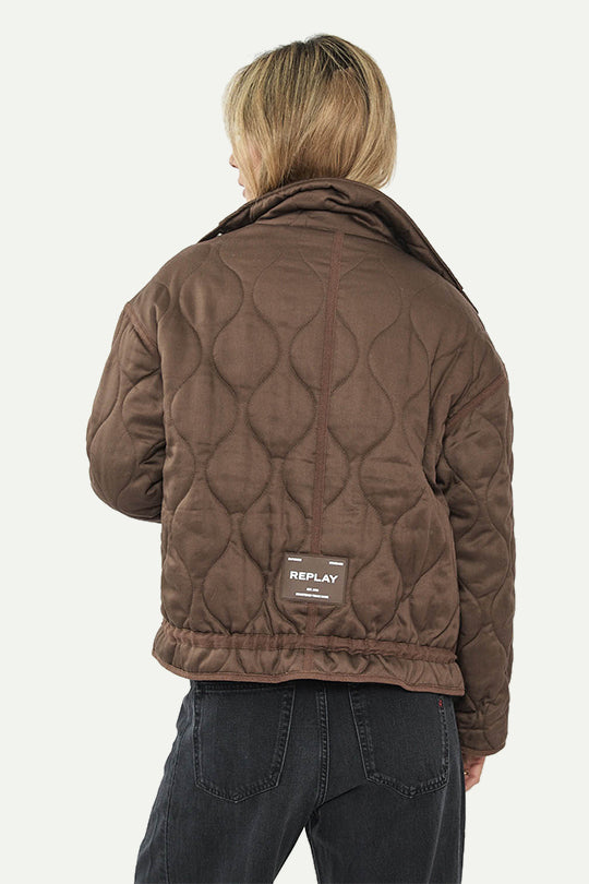 מעיל קווילט בצבע חום