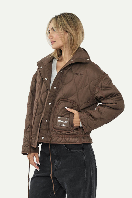 מעיל קווילט בצבע חום