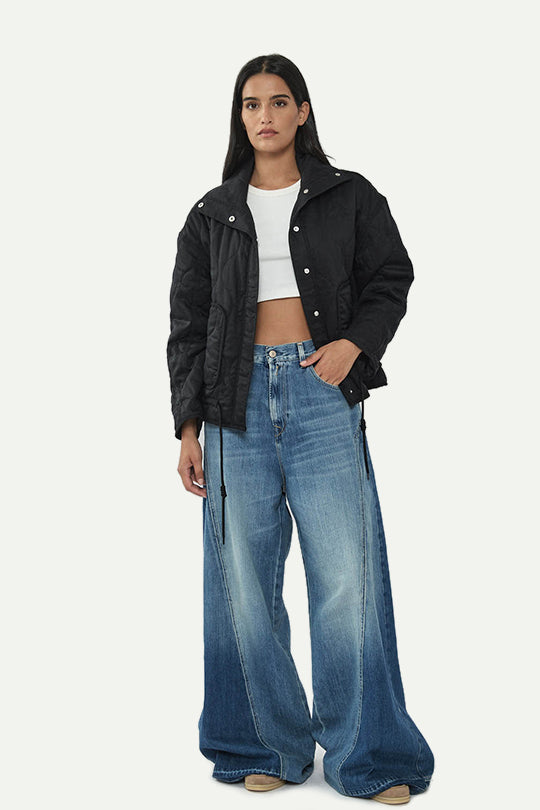 מעיל קווילט בצבע שחור