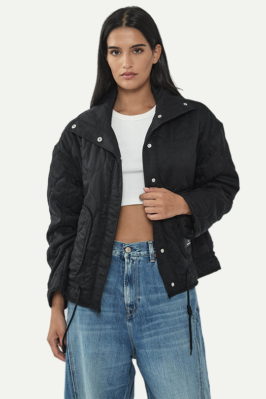 מעיל קווילט בצבע שחור