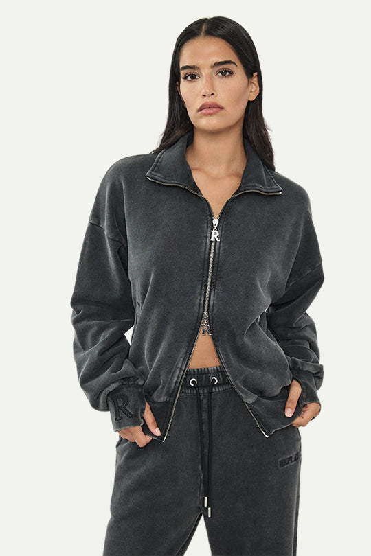 סווטשירט עם רוכסן בצבע שחור