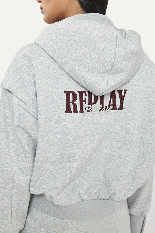 קפוצ’ון עם לוגו רקום בצבע אפור