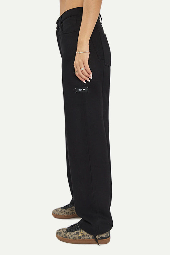 מכנסיים ארוכים בגזרה רחבה בצבע שחור