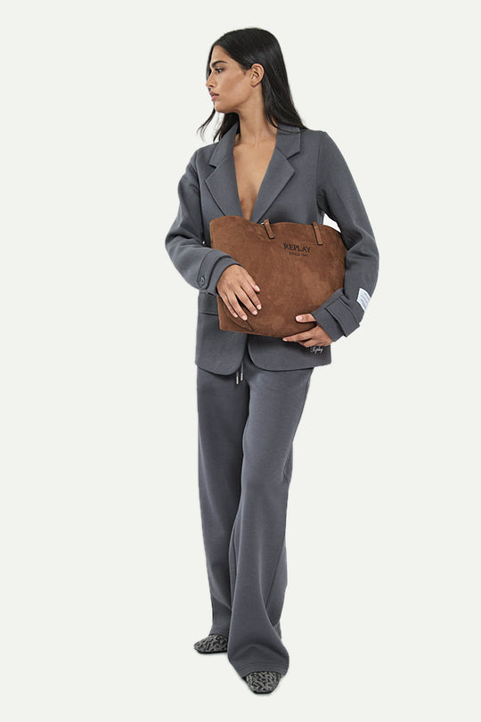 מכנסי טרנינג INTERLOCK בצבע אפור