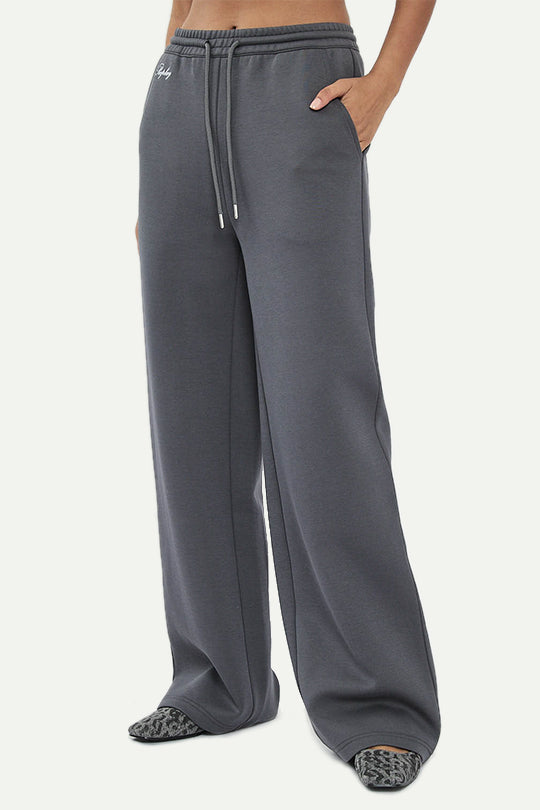 מכנסי טרנינג INTERLOCK בצבע אפור