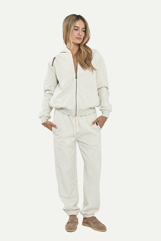 מכנסי טרנינג W CVC LONG PANTS בצבע קרם