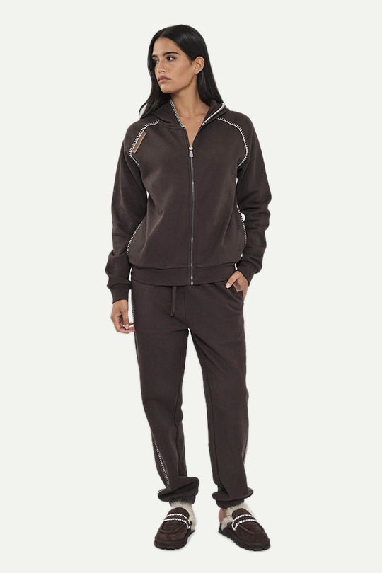 מכנסי טרנינג W CVC בצבע חום