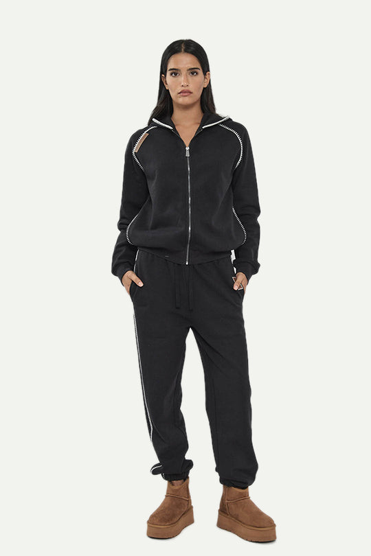 מכנסי טרנינג W CVC בצבע שחור