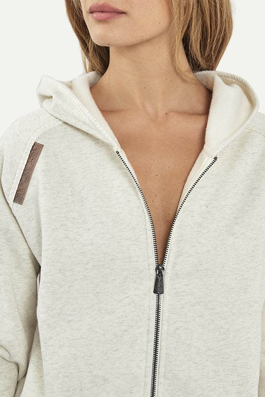 קפוצ'וןCVC ZIPPED HOODED בצבע קרם