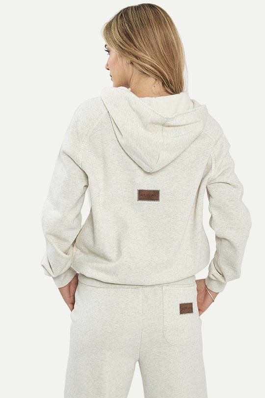 קפוצ'וןCVC ZIPPED HOODED בצבע קרם