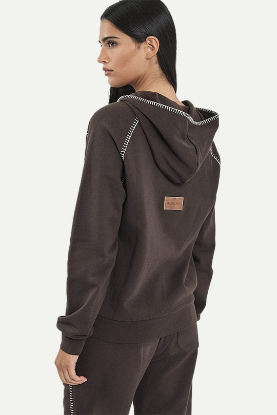 קפוצ’ון רוכסן W CVC בצבע חום