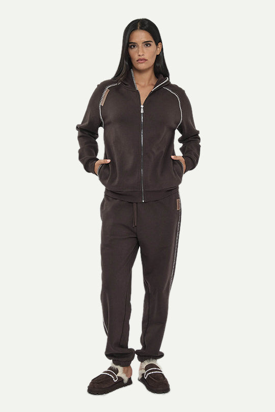 קפוצ’ון רוכסן W CVC בצבע חום