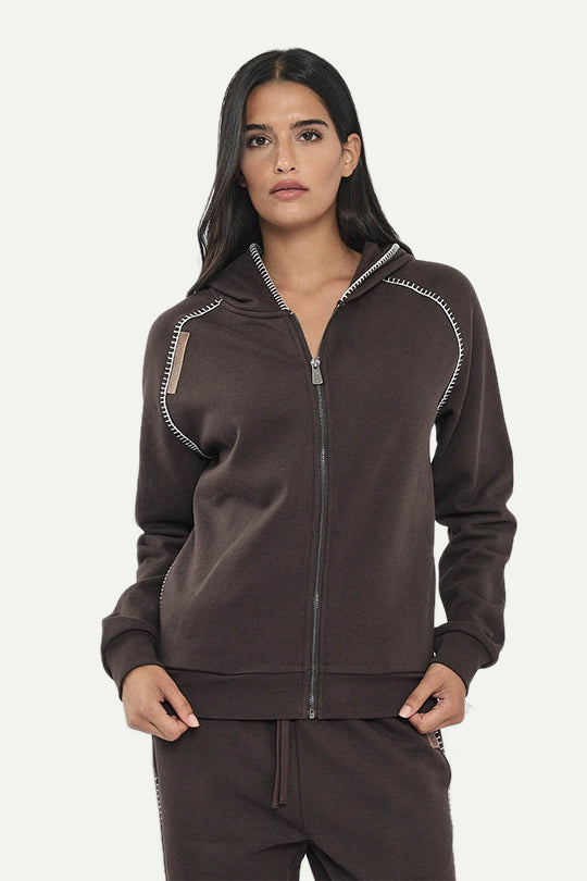 קפוצ’ון רוכסן W CVC בצבע חום