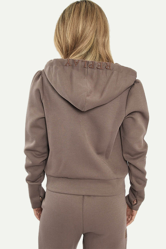 קפוצ’ון W INTERLOCK בצבע חום