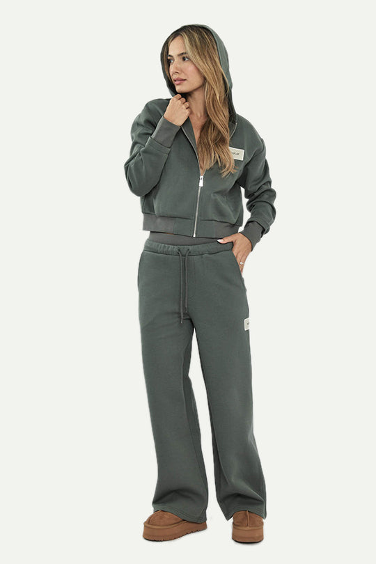 מכנסי טרנינג W INTERLOCK בצבע ירוק