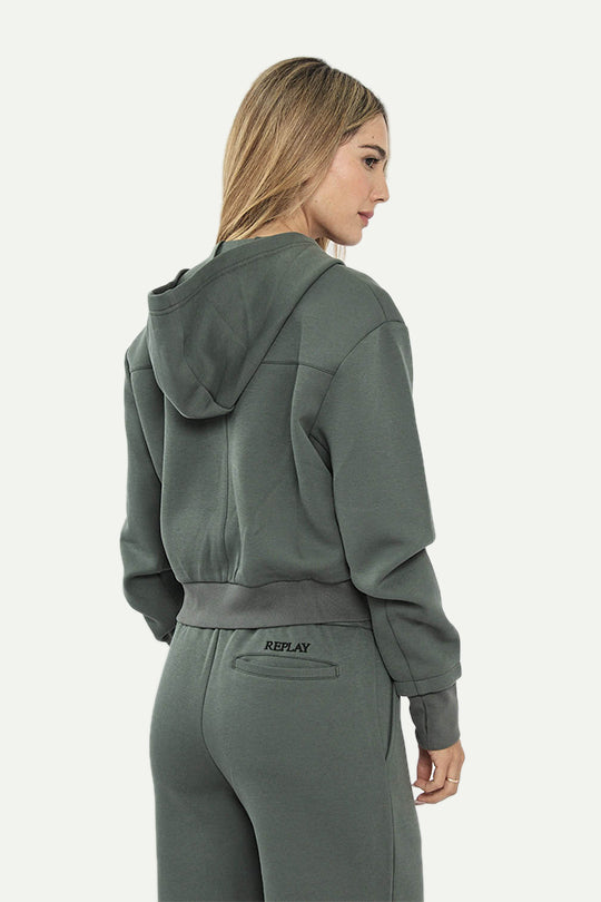 קפוצ'ון INTERLOCK ZIPPED בצבע ירוק