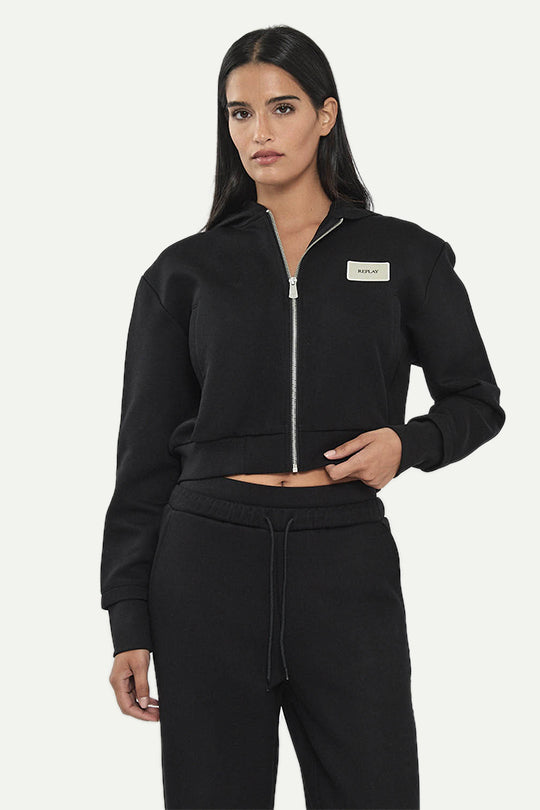 קפוצ’ון W INTERLOCK בצבע שחור