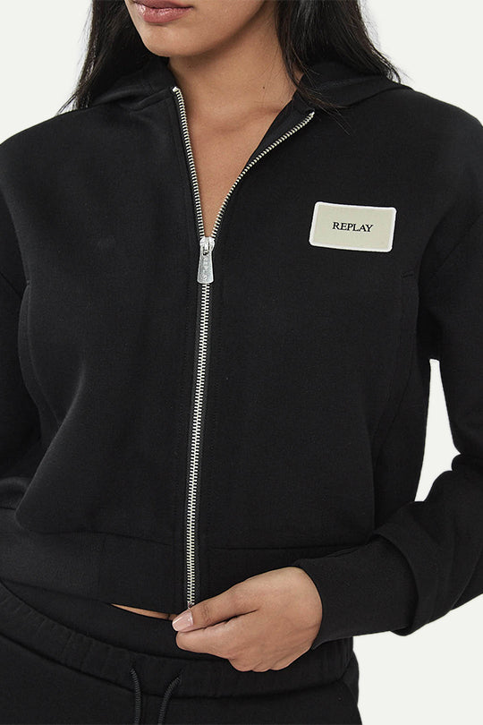 קפוצ’ון W INTERLOCK בצבע שחור