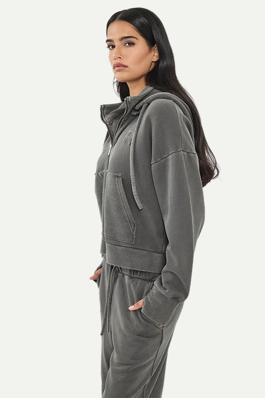 קפוצ'ון עם רוכסן בצבע אפור