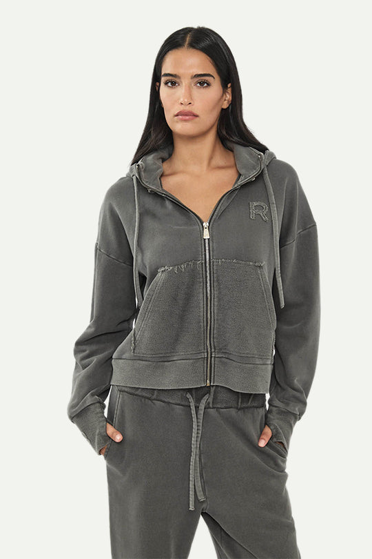 קפוצ'ון עם רוכסן בצבע אפור