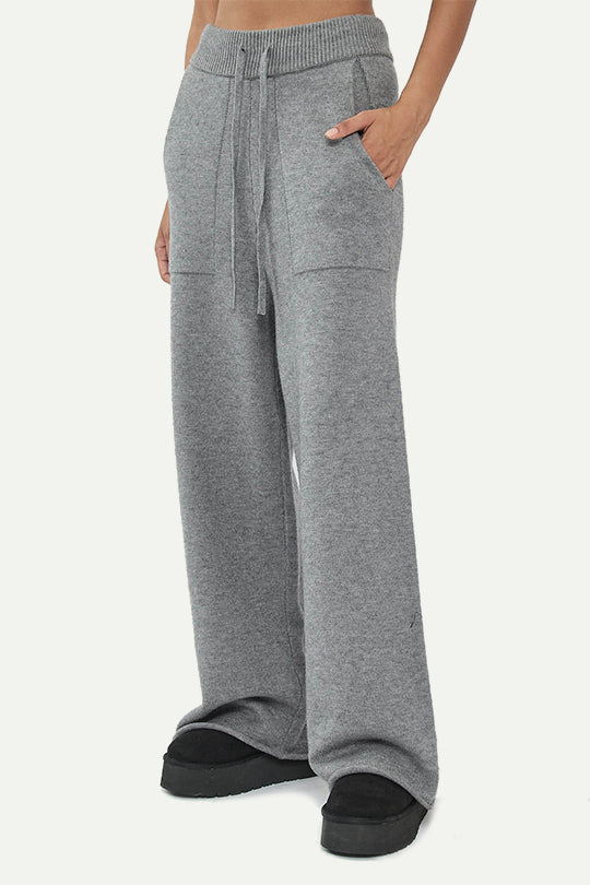 מכנסי סריג ארוכים בצבע אפור