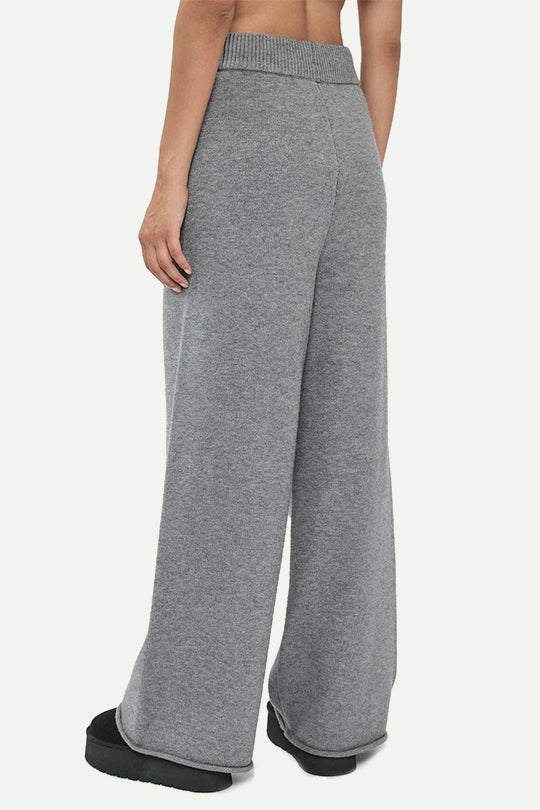 מכנסי סריג ארוכים בצבע אפור