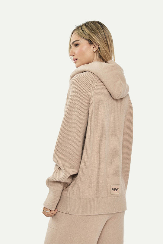 קפוצ’ון סריג עם רוכסן בצבע בז'