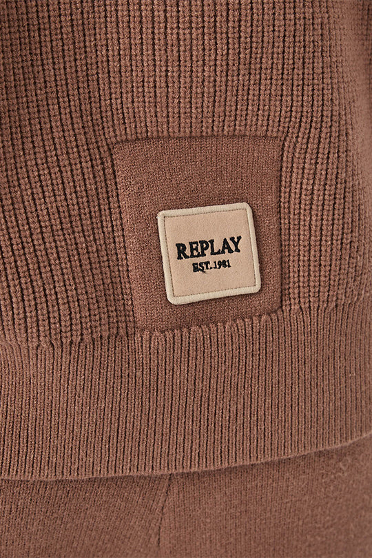 קפוצ'ון סריג עם רוכסן בצבע חום