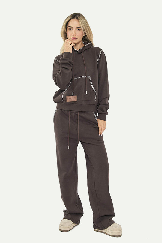 קפוצ'ון HOODED SWEATSHIRT בצבע חום