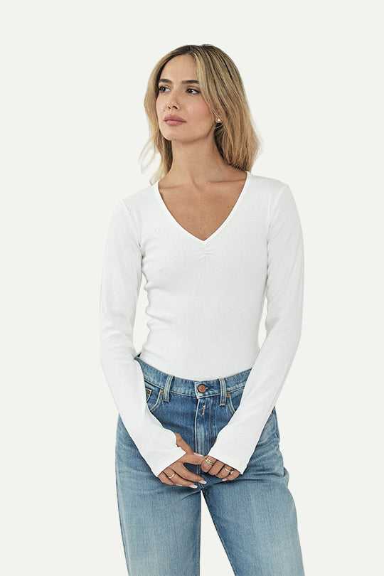 בגד גוף ריב ארוך בצבע לבן