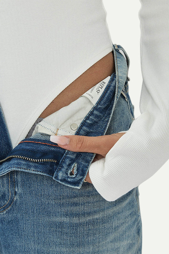 בגד גוף ריב ארוך בצבע לבן