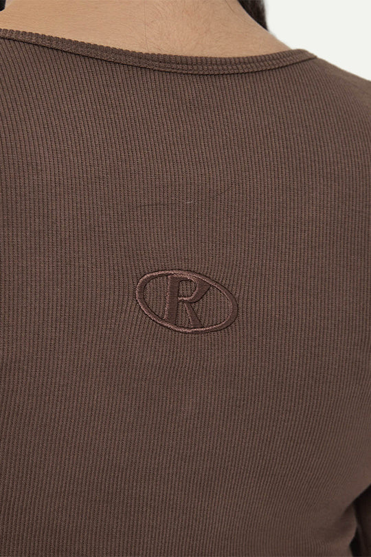 בגד גוף ריב ארוך בצבע חום