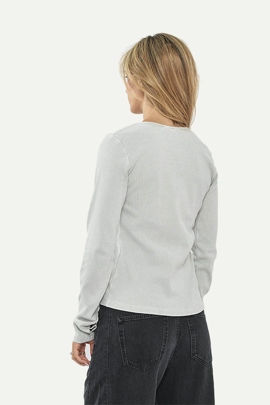 חולצה ארוכה מבד ריב בצבע אפור