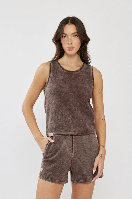 גופיית וופל לנשים בצבע אפור כהה