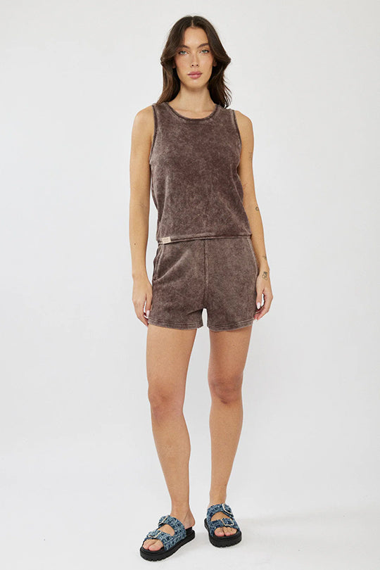 גופיית וופל לנשים בצבע אפור כהה