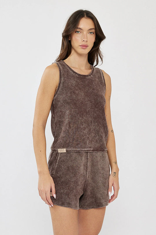 גופיית וופל לנשים בצבע אפור כהה