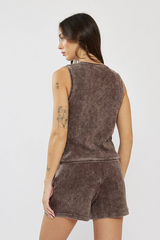 גופיית וופל לנשים בצבע אפור כהה