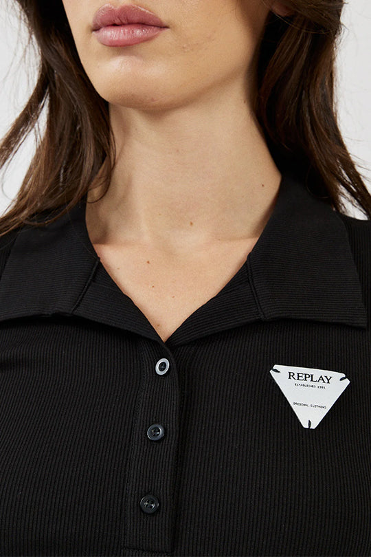 חולצת פולו לנשים בצבע שחור