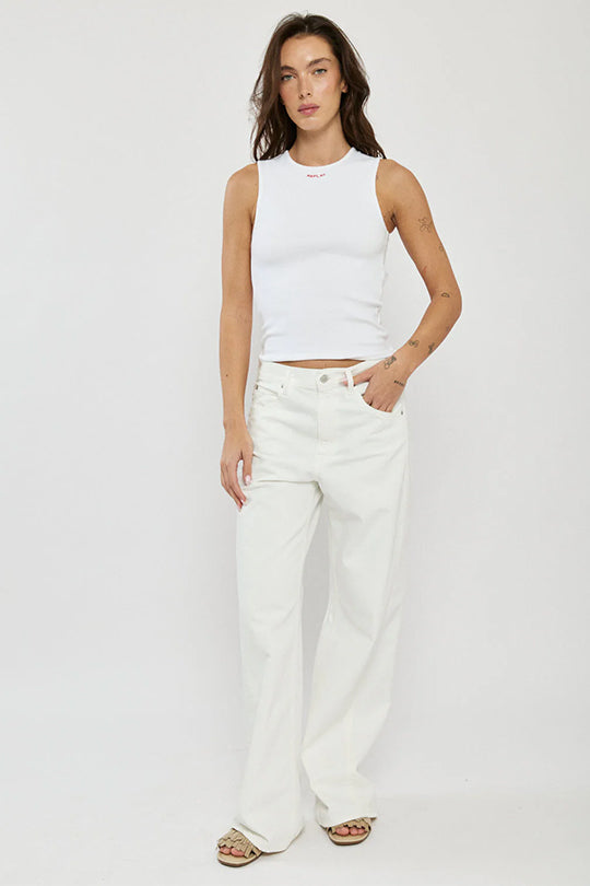 טופ ריב לנשים בצבע לבן